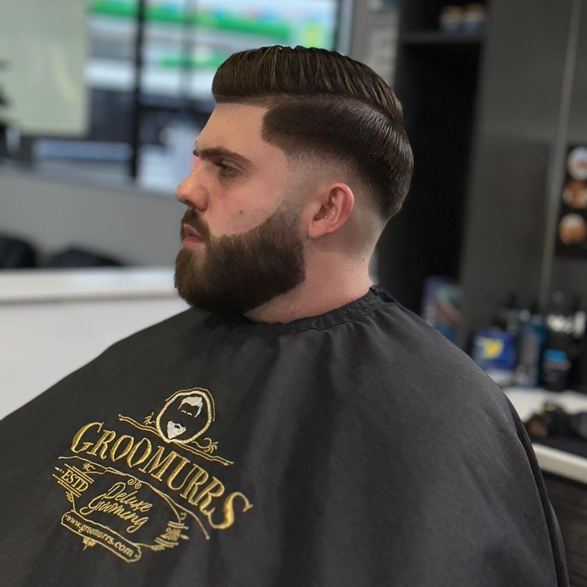 Pompadour and beard shape-up