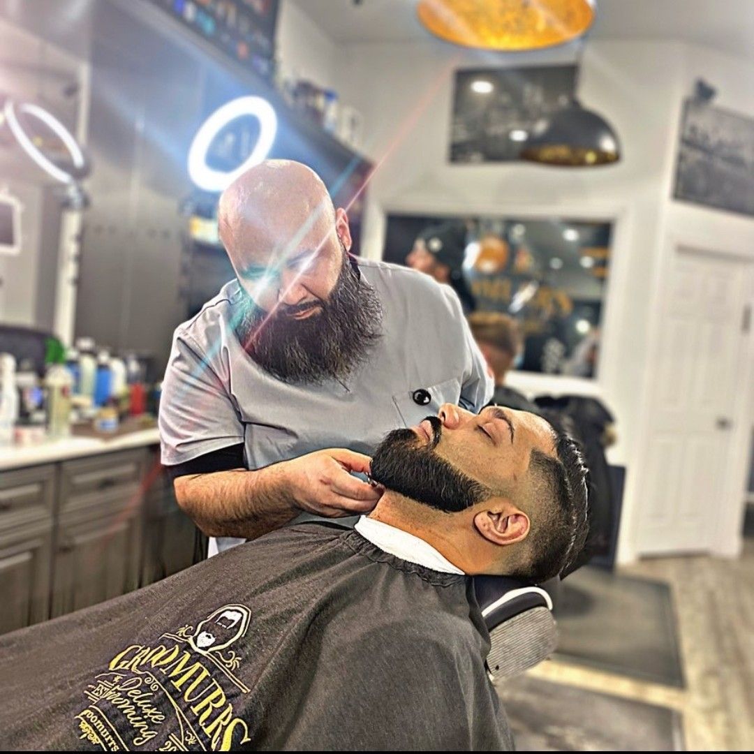 Beard trim in progress